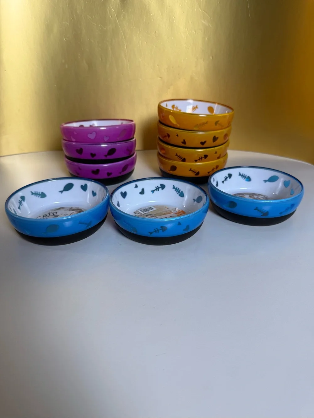 Anti-Slip/Anti-Flip pets Bowls in Blue, Orange & Purple, Small cats and dogs
